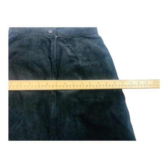 3580 Women Black Suede Leather Pencil Skirt Mini High Ris 7/8 Vintage 90’s - Picture 8 of 10